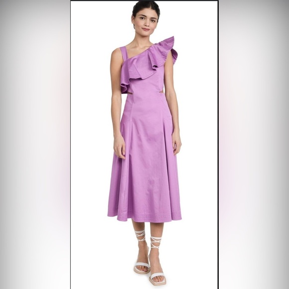 NWOT VERONICA BEARD  BEILLA ONE SHOULDER RUFFLE DRESS! SIZE 10! - Picture 1 of 5
